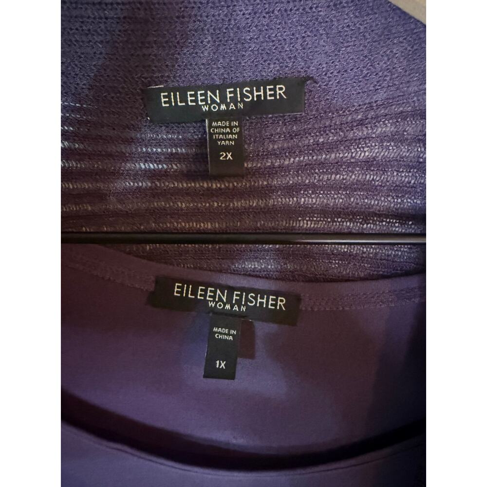 Eileen Fisher wool open-front cardigan and silk layering cami in purple size 2x - Picture 3 of 9